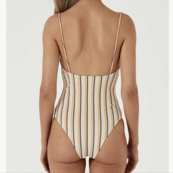 NWOT Zulu & Zephyr x Free People licorice striped ribbed one piece swim suit - Picture 5 of 11